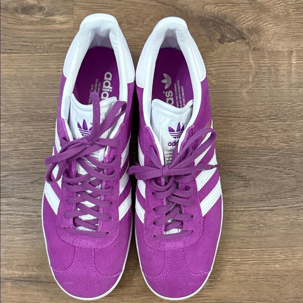 Adidas Women's Gazelle Vibrant Purple and White Sneakers SOLD OUT